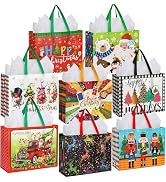 HOIIOH 16 Pack Extra Large Christmas Gift Bags with Handles, 16.5"x13"x6.3" Reusable Holiday Tote...