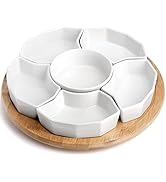 SOUJOY 11'' Lazy Susan Serving Tray, Porcelain 360° Rotatable Serving Tray and Platters, Removabl...