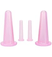 Jizlan 4Pcs Mini Massage Cupping Set Silicone Facial Cups Face Massager Helper Skin Care Neck Bac...