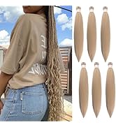 Ash Blonde Braiding Hair Pre Stretched Knotless Braiding Hair Synthetic Fake Hair Extension for B...