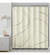AmazerBath Shower Curtain, Washable Cloth Cocoa Dots Shower Curtain with 12 Metal Shower Curtain ...