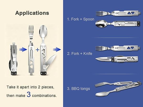 camping fork spoon knife set