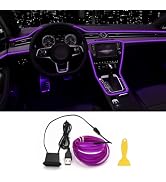 EL Wire Interior Car LED Strip Lights, 16.5FT USB Neon Glowing Strobing Electroluminescent Wire S...