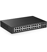YuLinca 24 Port PoE Switch with 2 Gigabit Uplink, 100Mbps PoE+ Ports, 1000Mbps Uplink, IEEE802.3a...