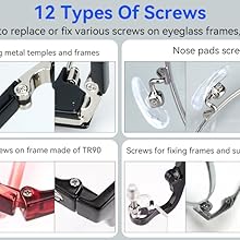 12 Types screws can suitable for various well-known brand Eyeglasses, Frames, Nose Pads and ect.