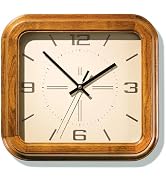 Rectangular Wooden Wall Clock – 16 Inch Large Vintage Wall Clock with Solid Elm Wood Fram...