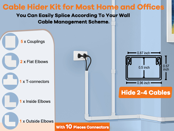 Wall cord cover kit