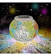 Color Changing Solar Powered Glass Ball Garden Lights, Aukora Solar Table Lights Waterproof Solar...