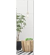 PETAFLOP Glass Full Body Wall Mirror Tiles, 4PCS 11x14 Inch Self Adhesive Full Length Home Gym Mi...