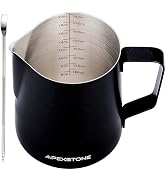 Apexstone 20 oz Black Espresso Steaming Pitcher, Espresso Milk Frothing Pitcher 20 oz Black, Coff...