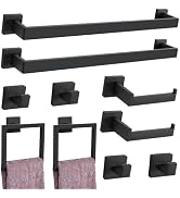 Woekme 10 Pieces Bathroom Hardware Accessories Set Matte Black Towel Bar Set 23.6 in