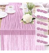 6-Pack Pink Cheesecloth Table Runners – 10FT (35x120 Inch) Boho Rustic Gauze Fabric Cheese Cloth ...