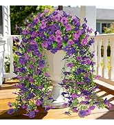 Besteek 4 Pcs Artificial Hanging Flowers for Outdoor, Fake Silk Daisy Flowers Spring Summer Decor...