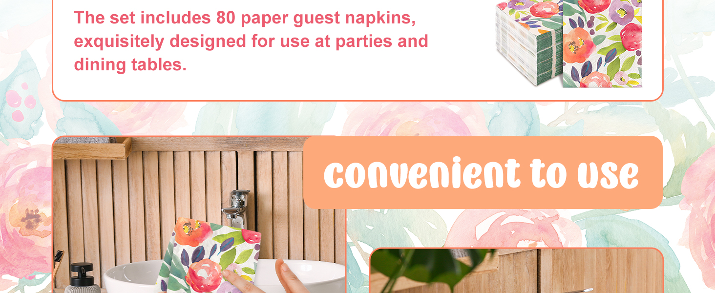 Watercolor Flower Paper Dinner Napkins