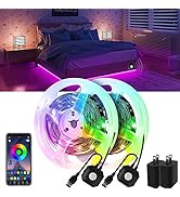 Motion Activated Under Bed Lights, Auplf 2x9.84ft 5050 RGB Color Changing LED Strip Lights with S...