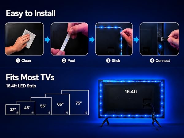 User-friendly 4-step installation lets you upgrade your viewing atmosphere in minutes.