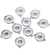 10 Pcs Silver 18mm Blank Hang Snap Base Pendant Double Holes Interchangeable Snap Pendant Charm f...