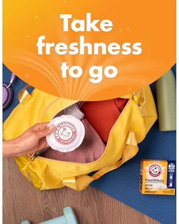 Image featuring Arm & Hammer Fresh Effects 5 ct in bag. Text is "Take Freshness to Go"