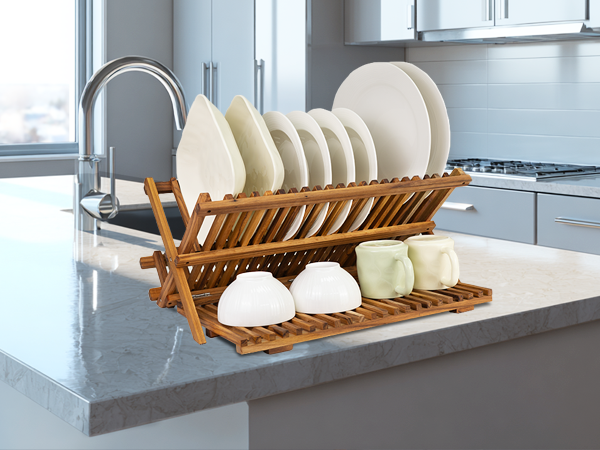 Large Teak Dish Drying Rack