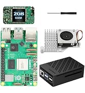 SANOOV Raspberry Pi 5 2GB Kit with Active Cooler, ABS Case and Screwdrive | Better Cooling with A...