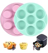 Sakolla 2 Pack Silicone Egg Bite Molds for Air Fryer, Nonstick 7 Cups Air Fryer Muffin Pan for Ba...