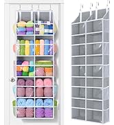 Yecaye 80lb Clear Door Hanging Yarn Storage Organizer, 10 Large Plastic Pockets & 10 Mesh Pockets...