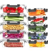 Skroam 10 Pack Glass Food Storage Containers with Lids, Glass Airtight Meal Prep Container Set fo...