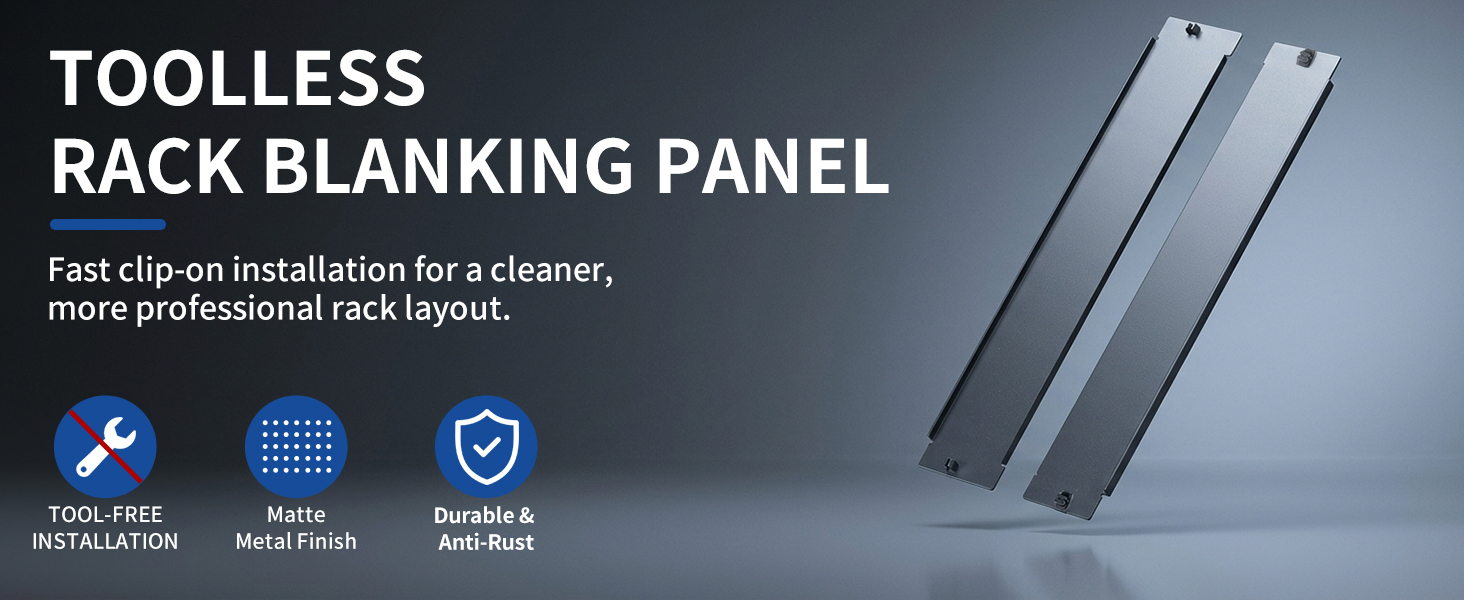 Toolless rack blank panel