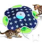 Saolife Interactive Cat Toys with Moving Feather Concealed in Mat, Motion Activated, Mouse Squeak...