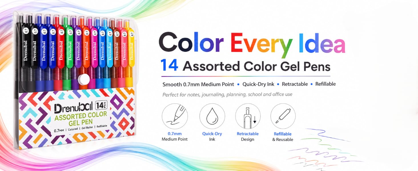 Drenubal 14 Pack Colored Gel Pens