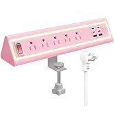 Desk Clamp Power Strip with Nightlight, 40W Fast Charging, 6FT Extension Cord, 4x20W USB-C & 2 US...