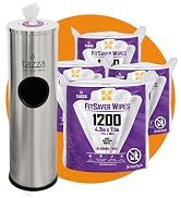 Tazza Stainless Steel Gym Wipe Dispenser with Trash Bin and 4 x 1200 Count Fitness Equipment Wipe...