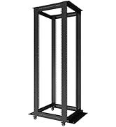 Open Frame 4-Post 19? Server Rack, Adjustable Depth 24”–37”, Floor-Standing Network & IT Equipmen...
