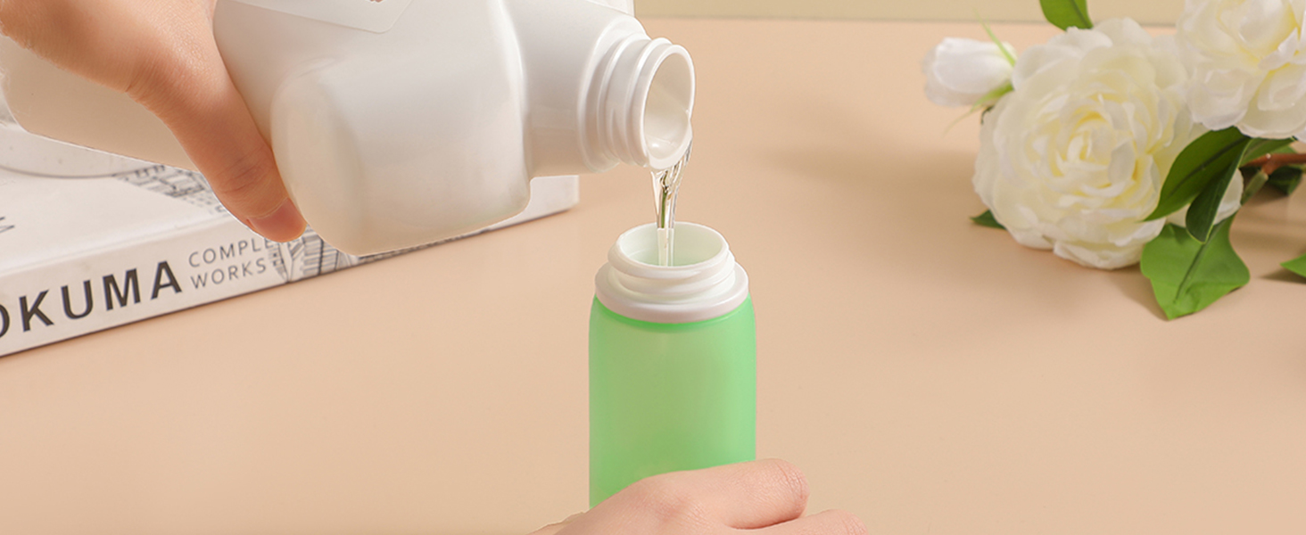 silicone travel bottles, squeezable travel bottles, travel size bottles