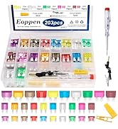 Eoppen 203Pcs Car Fuses Assortment Kit with Fuse Puller and Circuit Tester - Standard & Mini & Lo...