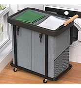 50 Gal (190L) Laundry Hamper 2 Section with Lid,Leather Patchwork Laundry Basket with Rolling Loc...