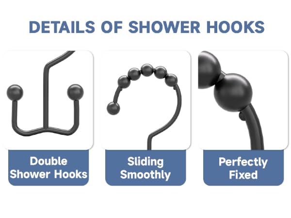 Matte Black Double Shower Hooks