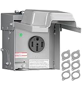 WILAWELS 50 Amp RV Power Outlet Box, 125/250V NEMA 14-50R RV Outlet Weatherproof, Outdoor RV Elec...
