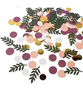 WEIKA 200 Pcs Table Confetti, Greenery Gold Eucalyptus Confetti, Baby Shower Table Confetti, Gree...