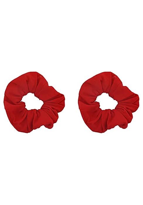 Motique Accessories Solid Scrunchies for Women, Set of 2, Red | Hair Ties for Ponytails & Buns, S...