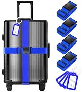 8 Pack Luggage Straps and Tags Set (4 Straps, 4 Tags), Luggage Straps for Suitcases TSA Approved ...