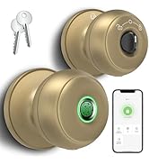 GeekTale Fingerprint Door Lock for Bedrooms, Fingerprint Door Knob with Lock, Smart Door Lock, Ap...