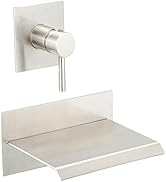 BWE Bathtub Faucet Brushed Nickel Waterfall Bathtub Faucet Wall Mounted Tub Spout Bathroom Tub Fi...