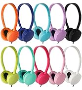 CN-Outlet Classroom Kids Headphones Bulk 100 Pack 10 Colourful Class Set of Headphones for Studen...