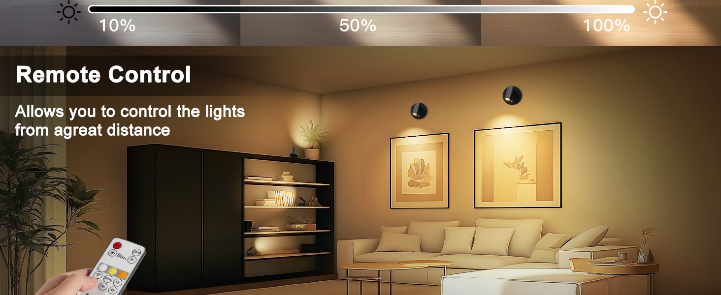 Wall spotlight is designed with touch and remote control