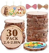 30 Pack Wood Slices for Crafts,2.4-2.8In Unfinished Natural Wood Rounds with Tree Bark.Wood Circl...