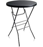 Byliable 32in Cocktail Table Black High Top Folding, Portable Bar Height Folding Table Round with...