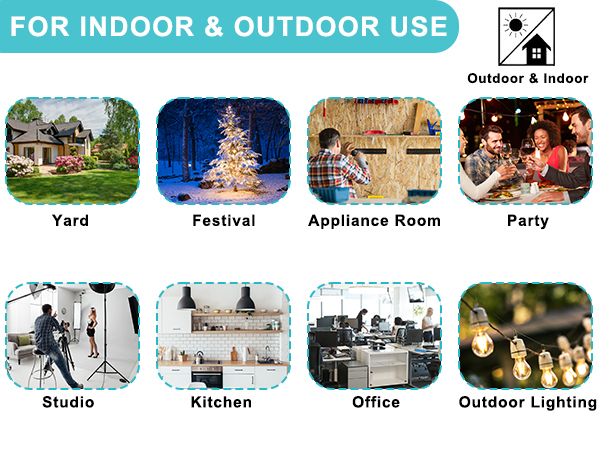 15FT Black Outdoor Extension Cord - SJTW 16AWG Weatherproof Grounded 3Prong Extension Cord