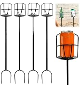 Cididu Set of 4 Drink Holder Stakes, Metal Outdoor Beverage Holder Stakes, Beer Cup Holders, Port...