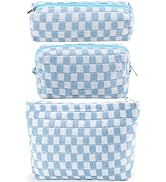 ZLFSRQ 3Pcs Checkered Makeup Bag for Women Large Small Checkered Cosmetic Bag Set Aesthetic Prepp...
